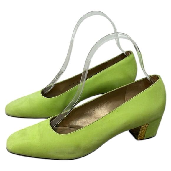 St. John Suede Leather Heels - Women's Size 7 Green - Picture 1 of 10